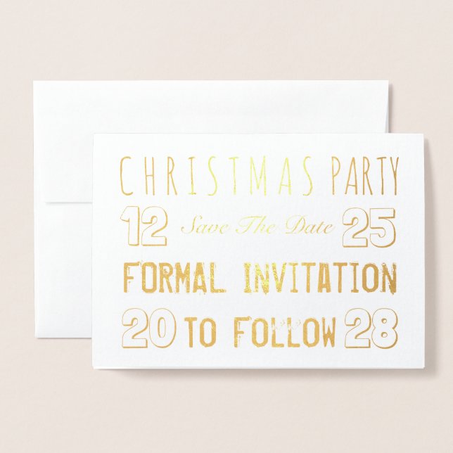 Christmas Party Save The Date Foil Card (Front With Envelope)