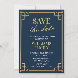 Christmas Party Save the date Navy Invitation