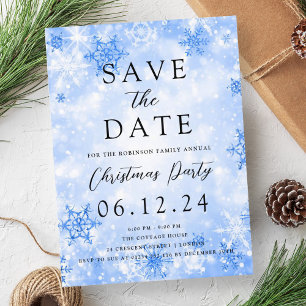 Christmas Party Save The Date Navy Winter Wonder  Announcement Postcard