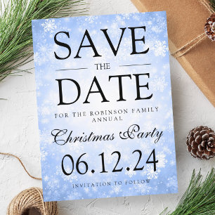 Christmas Party Save The Date Winter Blue Announcement Postcard
