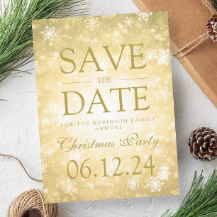 Christmas Party Save The Date Winter Gold  Announcement Postcard