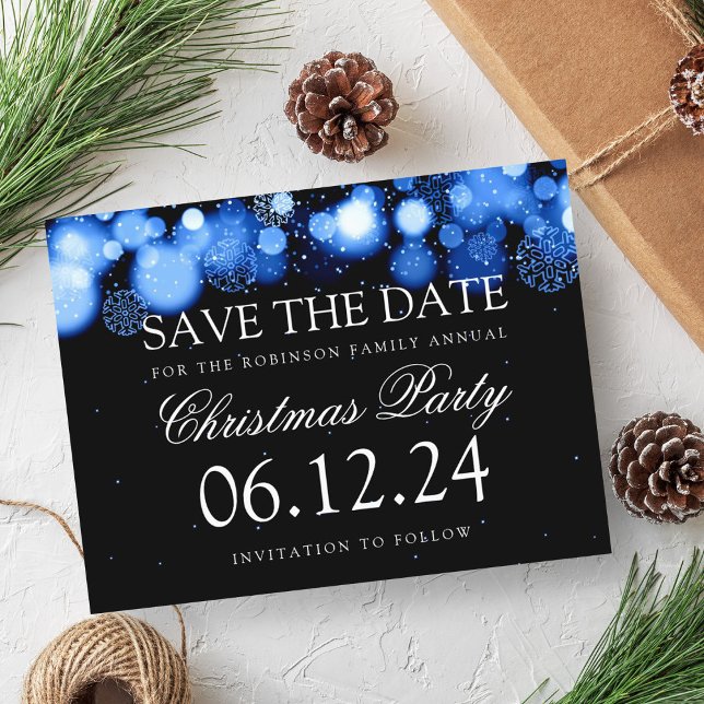 Christmas Party Save The Date Winter Wonder Blue Announcement Postcard (Christmas Party Save The Date Winter Wonder Blue Announcement Postcard)