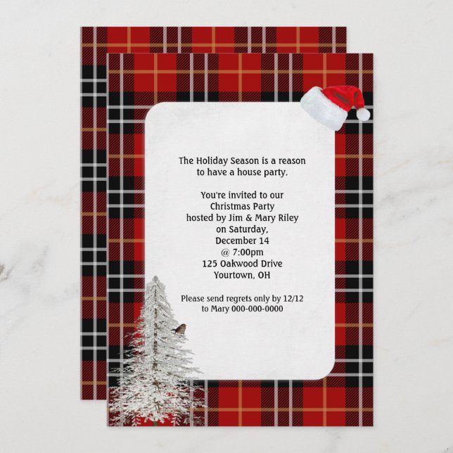 Christmas Party Scottish tartan plaid design Invitation (Front/Back)
