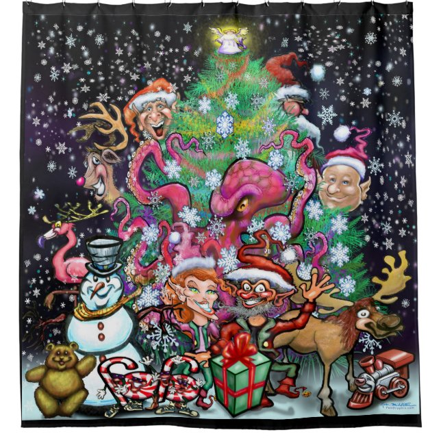 Christmas Party Shower Curtain (Front)