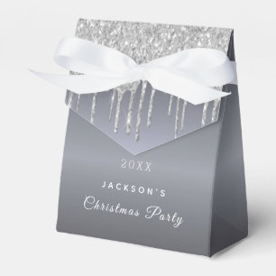 Christmas Party silver glitter drip elegant modern Favour Box
