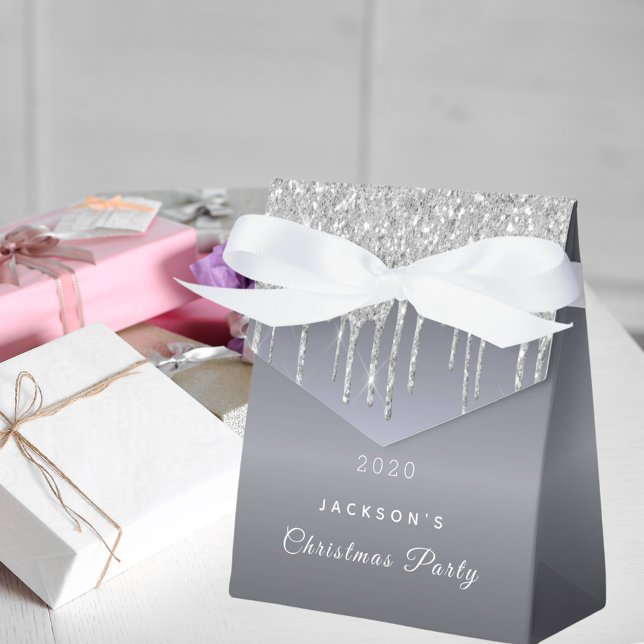 Christmas Party silver glitter drips elegant Favour Box (Creator Uploaded)