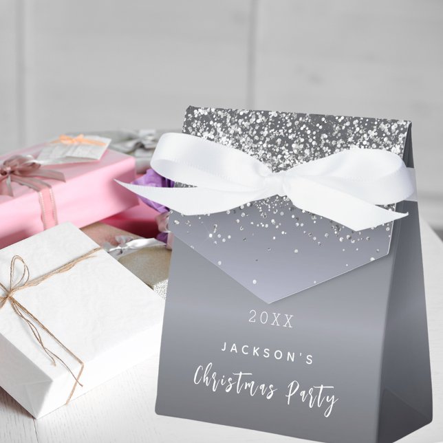 Christmas Party silver glitter sparkles Favour Box (Creator Uploaded)