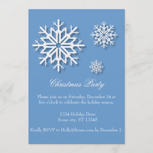 Christmas Party Snowflakes on Blue Program (Front)