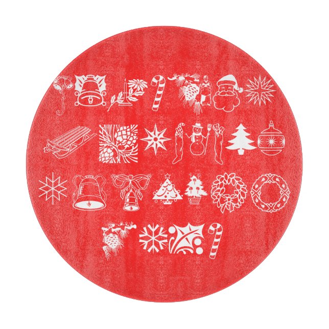 Christmas Party Snowman Santa Claus Workshop Cutting Board (Front)