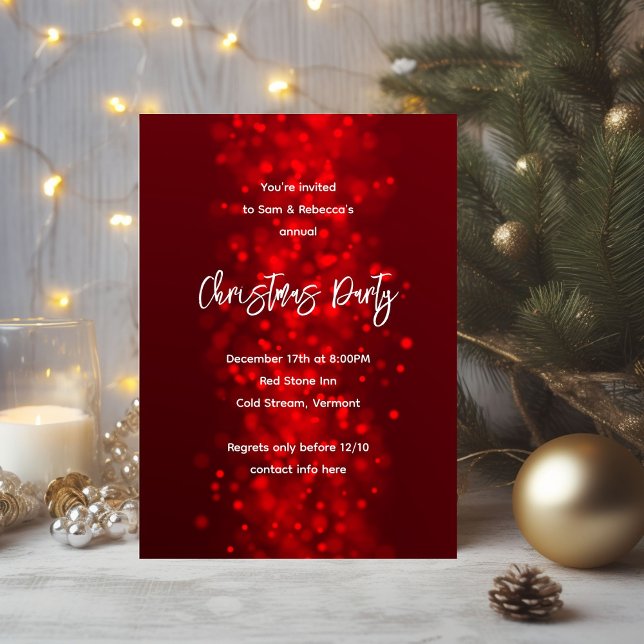 Christmas Party Sparkling Red Invitations (Creator Uploaded)