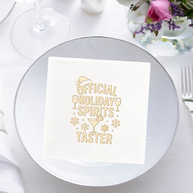 Christmas party spirits taster funny quote foil napkins (Creator Uploaded)