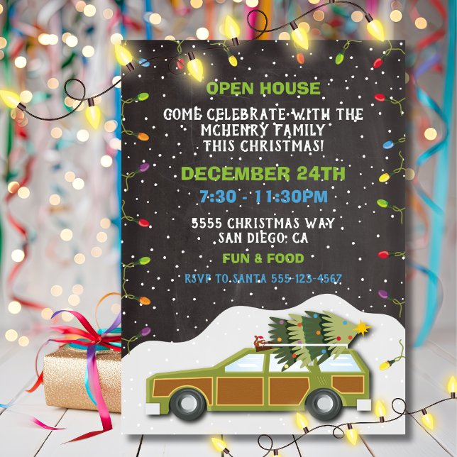 Christmas Party Station wagon Open House Invitation (Creator Uploaded)