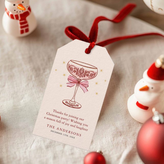 Christmas Party Thank you Tag (Christmas Cocktail Party Favor Tags)