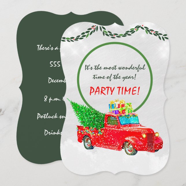 Christmas Party Time Invitation (Front/Back)