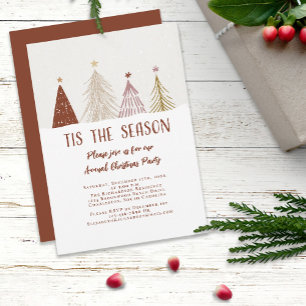 Christmas Party Tis The Season Elegant Snow Trees  Invitation