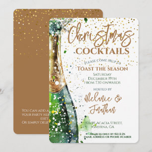 Christmas Party Toast The Season Bubbly Bottle Invitation