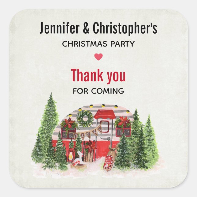 Christmas Party Trailer Camper Outdoorsy Theme Square Sticker (Front)