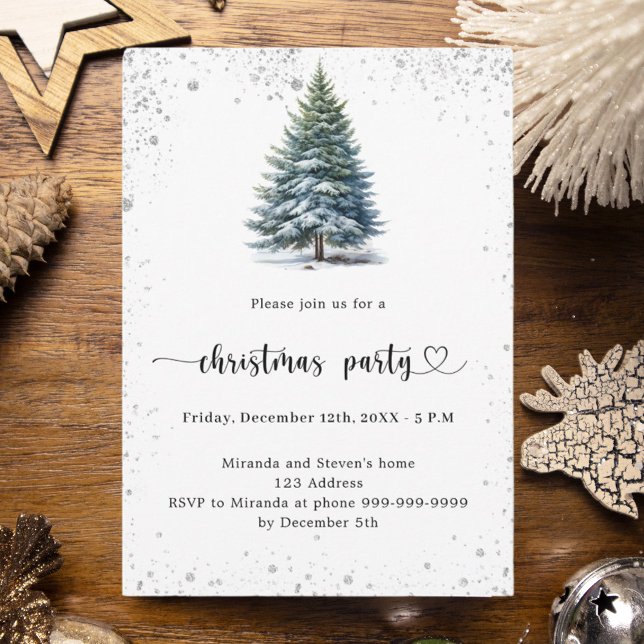 Christmas Party tree snow hand-drawn Invitation (Creator Uploaded)