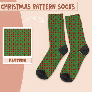 Christmas Party Trees Red And Green Pattern Socks