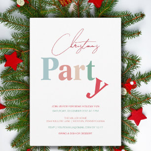 Christmas party typography simple light colour invitation