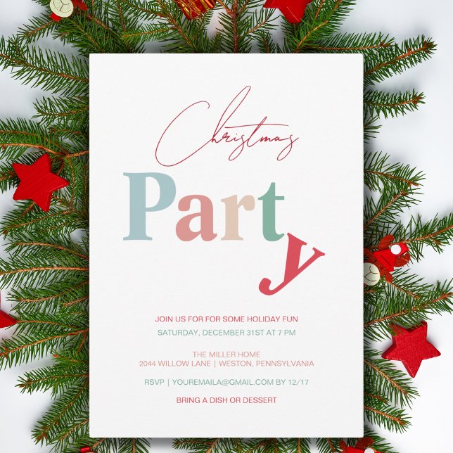 Christmas party typography simple light colour invitation (Creator Uploaded)