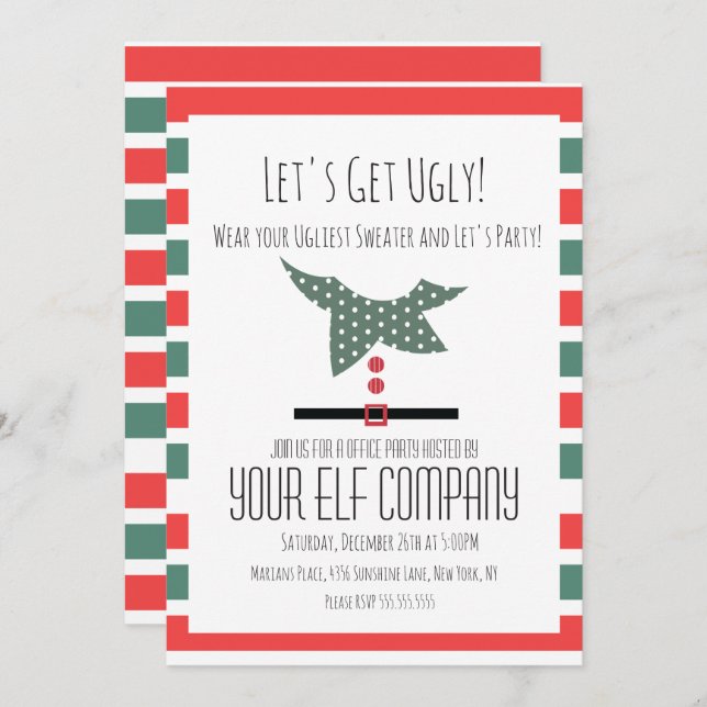 Christmas Party Ugly Sweater Office Company Event Invitation (Front/Back)
