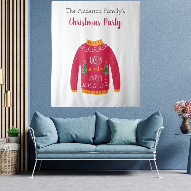 Christmas party ugly sweater red white fun tapestry (Creator Uploaded)