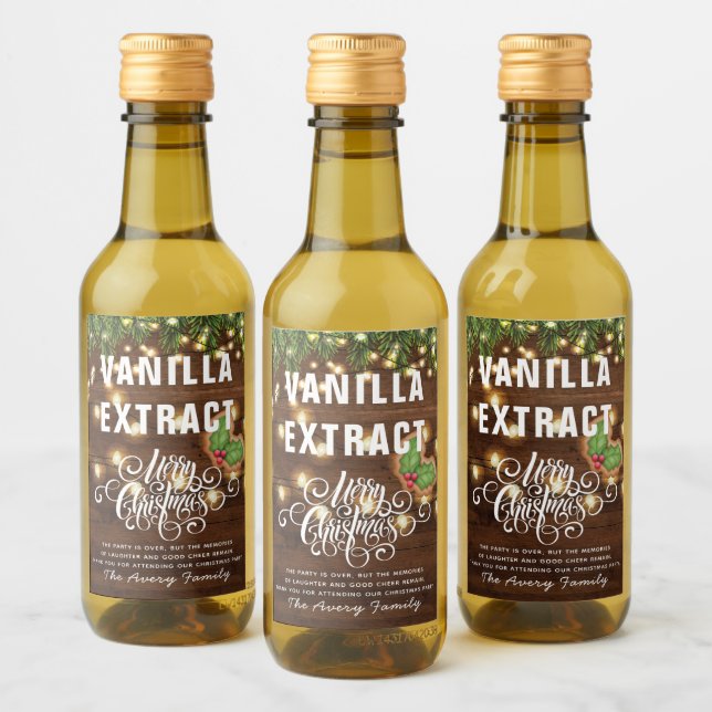 Christmas Party Vanilla Extract Favour Wine Label (Bottles)
