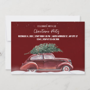 Christmas party Vintage car  Invitation