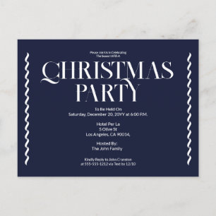 Christmas Party Vintage Elegant blue Invitation Postcard