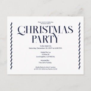 Christmas Party Vintage Elegant blue Invitation Postcard