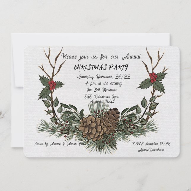 Christmas Party Watercolor Invitation (Front)
