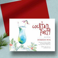 Christmas Party Watercolor Tropical Cocktail