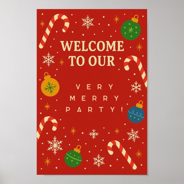 Christmas Party Welcome Sign | Playful Poster (Front)