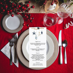 Christmas party white blue nordic menu card
