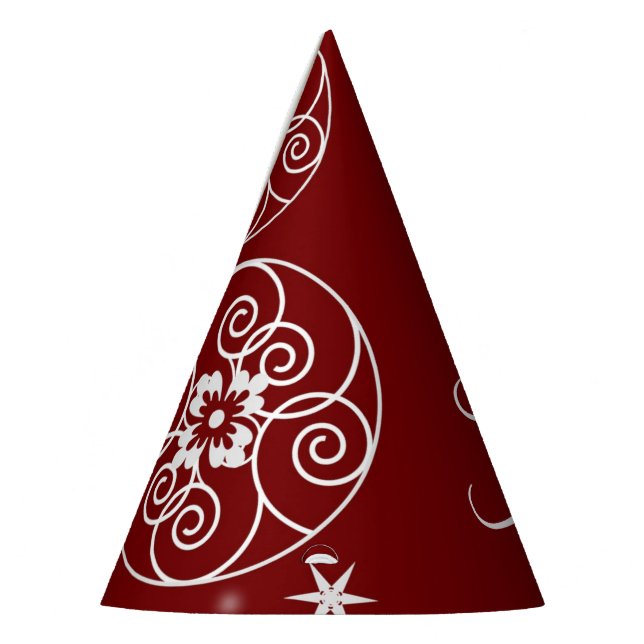 Christmas Party White Ornaments Stars Red Elegant Party Hat (Left)