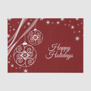 Christmas Party White Ornaments Stars Red Elegant Tissue Paper