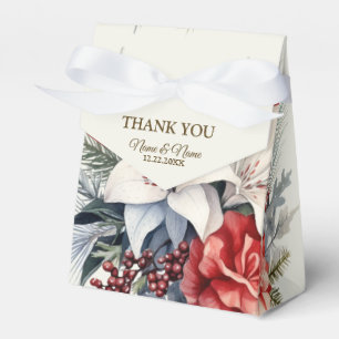 Christmas Party White Red Flowers Holidays Elegant Favour Box