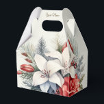 Christmas Party White Red Flowers Holidays Elegant Favour Box<br><div class="desc">Christmas Party White Red Flowers Holidays Elegant Favor Boxes. Unique,  beautiful,  stylish design. Easy to be personalized. Font style,  size and colors can be changed. Matching items available.</div>