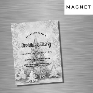 Christmas party white silver snowflakes luxury magnetic invitation