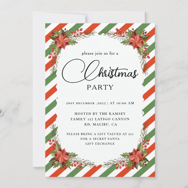 Christmas Party Winter Botanical Invitation (Front)