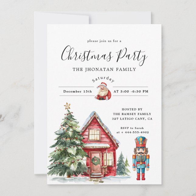 Christmas Party Winter Botanical Invitation (Front)