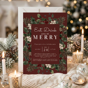 Christmas Party Winter Botanical  Invitation