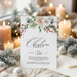 Christmas Party Winter Botanical  Invitation