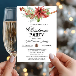Christmas Party Winter Botanical  Invitation