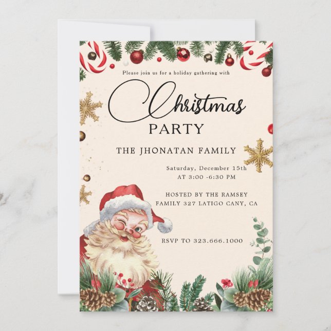 Christmas Party Winter Botanical Invitation (Front)