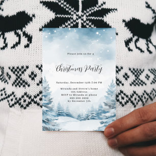 Christmas party winter forest snow landscape invitation