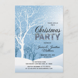 CHRISTMAS PARTY Winter Wonderland Snow Snowflakes Invitation