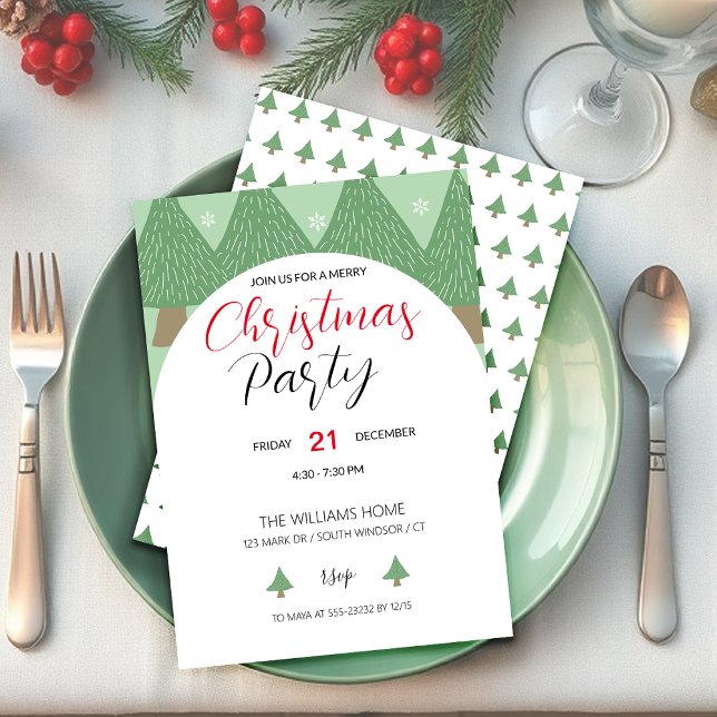 Christmas Party With Illustrated Tree Invitation (Creator Uploaded)