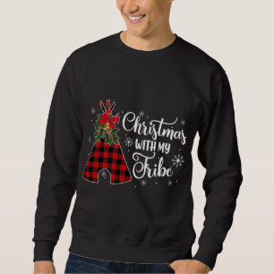 Christmas Party With My Tribe Buffalo Plaid Family Sweatshirt